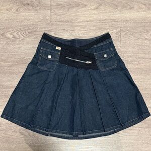Pacino Jeans Denim Skirt with Lace Accent